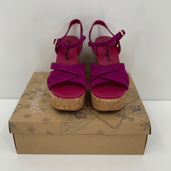 Free People Shoes - Free People Lisbon platform sandal chunky pink suede cork shoe boho new 38.5 8.5